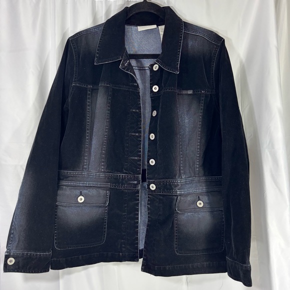 Liz Claiborne French Tailored Black Faux Suede Jean VTG Jacket Retro - Picture 1 of 7